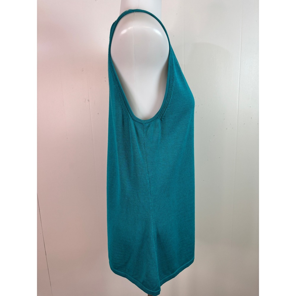 Coldwater Creek Tank Top Large Teal Silk Cotton Blend Knit Scoop Neck Women - Picture 6 of 10